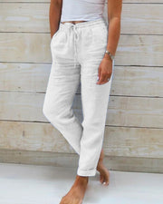 Pants with Elastic Waistband in Cotton and Linen (1+1 FREE)