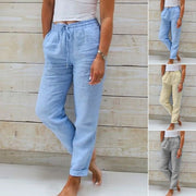 Pants with Elastic Waistband in Cotton and Linen (1+1 FREE)