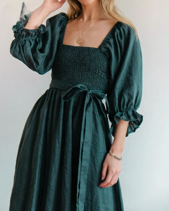 Ophelia™ French Dress with Ruffle Sleeves