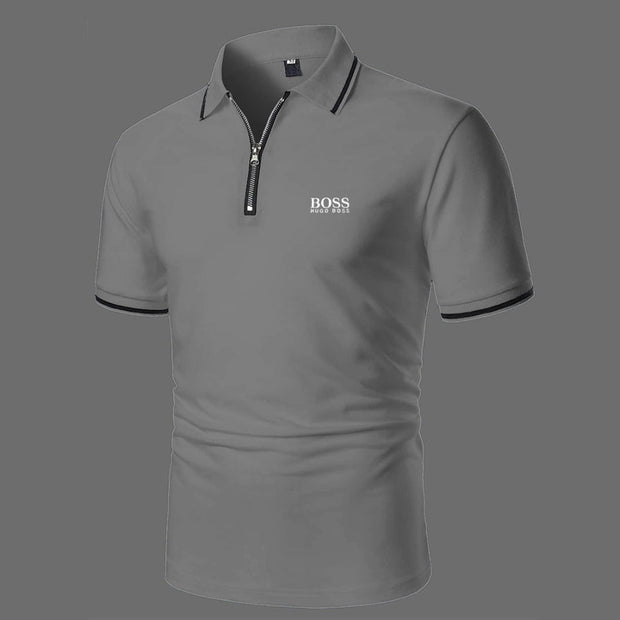 Short-Sleeve Zip Polo Shirt