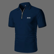 Short-Sleeve Zip Polo Shirt